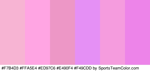 #F7B4D3 #FFA5E4 #ED97C6 #E490F4 #F49CDD #ED84E9 Colors