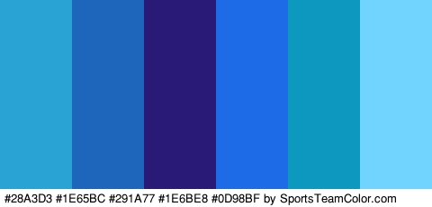 #28A3D3 #1E65BC #291A77 #1E6BE8 #0D98BF #70D4FF Colors