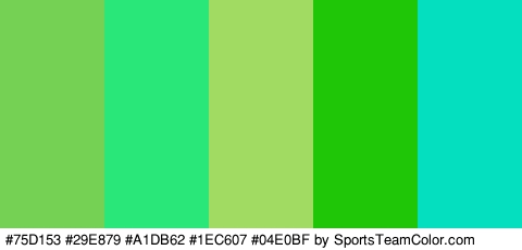 #75D153 #29E879 #A1DB62 #1EC607 #04E0BF Colors