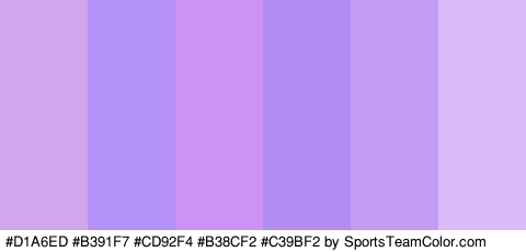 #D1A6ED #B391F7 #CD92F4 #B38CF2 #C39BF2 #DABBF9 Colors