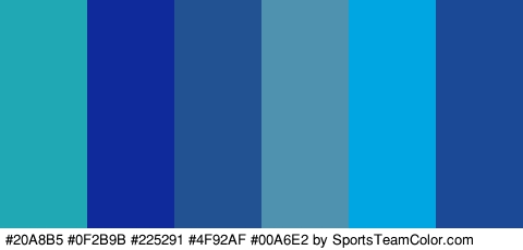 #20A8B5 #0F2B9B #225291 #4F92AF #00A6E2 #1C4996 Colors