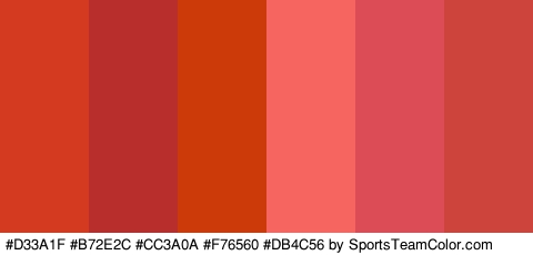 #D33A1F #B72E2C #CC3A0A #F76560 #DB4C56 #CC443B Colors