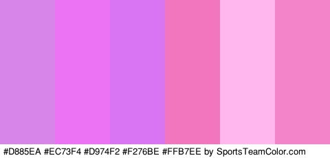 #D885EA #EC73F4 #D974F2 #F276BE #FFB7EE #F484C9 Colors