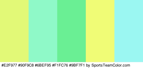 #E2F977 #90F9C8 #6BEF95 #F1FC76 #9BF7F1 Colors