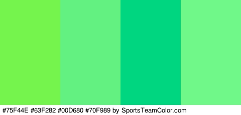 #75F44E #63F282 #00D680 #70F989 Colors