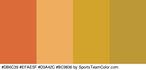 #DB6C39 #EFAE5F #D3A42C #BC9836 Colors