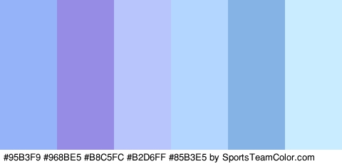 #95B3F9 #968BE5 #B8C5FC #B2D6FF #85B3E5 #C9EDFF Colors