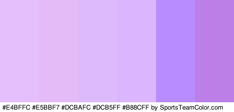 #E4BFFC #E5BBF7 #DCBAFC #DCB5FF #B88CFF #BC7FE8 Colors