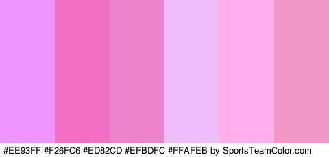 #EE93FF #F26FC6 #ED82CD #EFBDFC #FFAFEB #F298C8 Colors