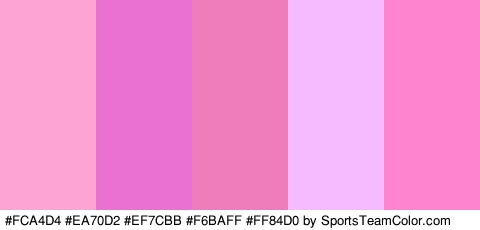 #FCA4D4 #EA70D2 #EF7CBB #F6BAFF #FF84D0 Colors