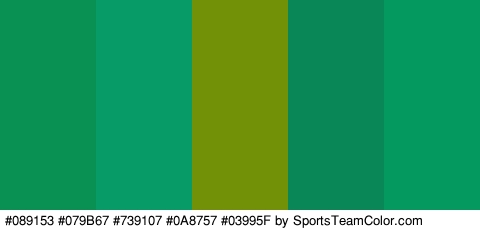 #089153 #079B67 #739107 #0A8757 #03995F Colors