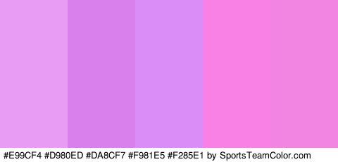 #E99CF4 #D980ED #DA8CF7 #F981E5 #F285E1 Colors