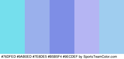 #76DFED #9AB0ED #7E8DE5 #B5B5F4 #9ECDEF Colors