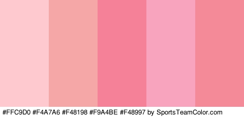 #FFC9D0 #F4A7A6 #F48198 #F9A4BE #F48997 Colors