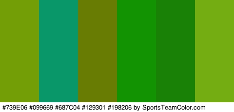 #739E06 #099669 #687C04 #129301 #198206 #74AD11 Colors