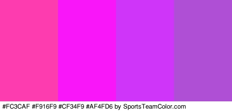 #FC3CAF #F916F9 #CF34F9 #AF4FD6 Colors