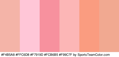 #F4B5A8 #FFC6D8 #F7919D #FCB6B5 #F99C7F #F2A991 Colors