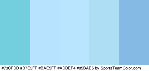 #73CFDD #B7E3FF #BAE5FF #ADDEF4 #85BAE5 Colors