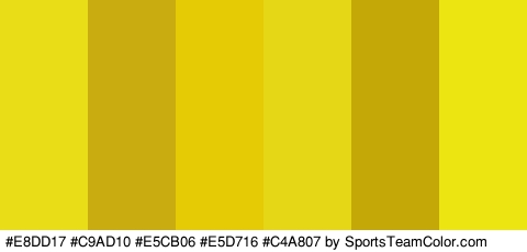 #E8DD17 #C9AD10 #E5CB06 #E5D716 #C4A807 #EDE512 Colors