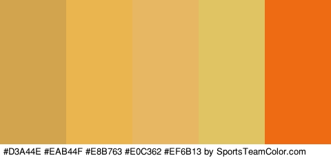 #D3A44E #EAB44F #E8B763 #E0C362 #EF6B13 Colors