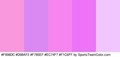 #F998DC #D98AF2 #F785EF #EC74F7 #F1C6FF Colors