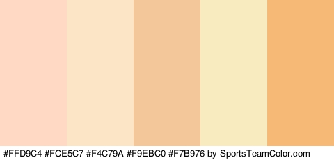 #FFD9C4 #FCE5C7 #F4C79A #F9EBC0 #F7B976 Colors