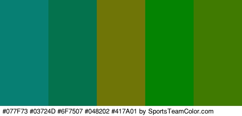 #077F73 #03724D #6F7507 #048202 #417A01 Colors