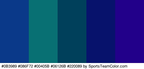 #0B3989 #086F72 #00405B #06126B #220089 Colors