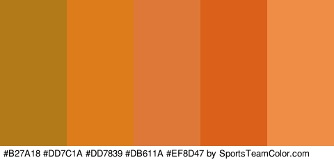 #B27A18 #DD7C1A #DD7839 #DB611A #EF8D47 Colors