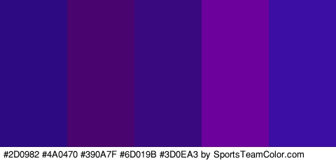 #2D0982 #4A0470 #390A7F #6D019B #3D0EA3 Colors