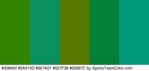 #308400 #0A915D #567A01 #027F38 #00997C Colors