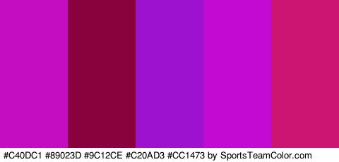 #C40DC1 #89023D #9C12CE #C20AD3 #CC1473 Colors