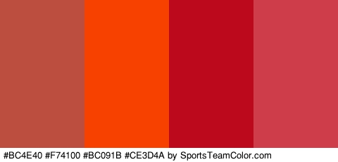 #BC4E40 #F74100 #BC091B #CE3D4A Colors