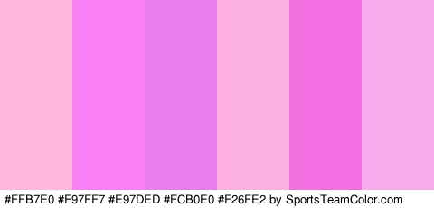 #FFB7E0 #F97FF7 #E97DED #FCB0E0 #F26FE2 #F7ADED Colors