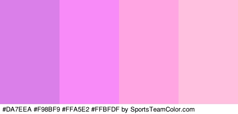 #DA7EEA #F98BF9 #FFA5E2 #FFBFDF Colors