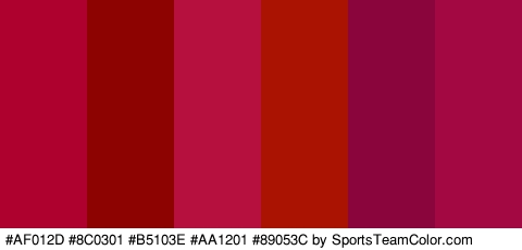 #AF012D #8C0301 #B5103E #AA1201 #89053C #A30843 Colors