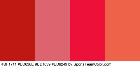 #BF1711 #DD636E #ED1039 #ED6249 Colors