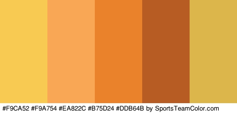 #F9CA52 #F9A754 #EA822C #B75D24 #DDB64B Colors