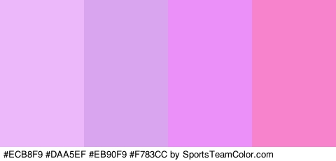 #ECB8F9 #DAA5EF #EB90F9 #F783CC Colors