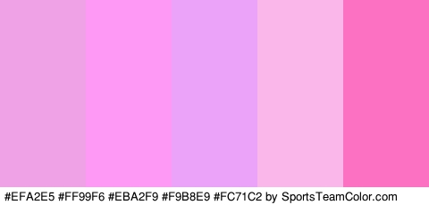 #EFA2E5 #FF99F6 #EBA2F9 #F9B8E9 #FC71C2 Colors