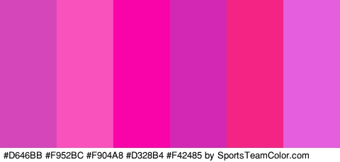 #D646BB #F952BC #F904A8 #D328B4 #F42485 #E55EDE Colors