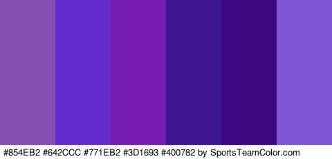 #854EB2 #642CCC #771EB2 #3D1693 #400782 #7F57D6 Colors