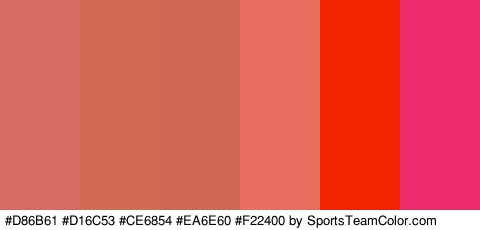 #D86B61 #D16C53 #CE6854 #EA6E60 #F22400 #ED2A6B Colors