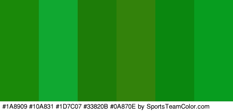 #1A8909 #10A831 #1D7C07 #33820B #0A870E #079E20 Colors