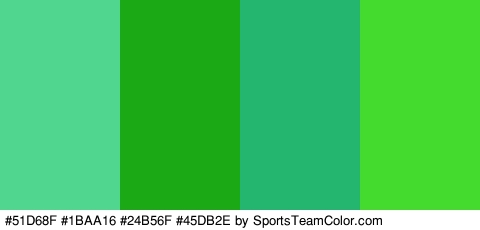 #51D68F #1BAA16 #24B56F #45DB2E Colors