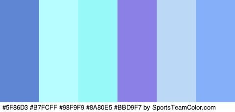 #5F86D3 #B7FCFF #98F9F9 #8A80E5 #BBD9F7 #86AFF9 Colors