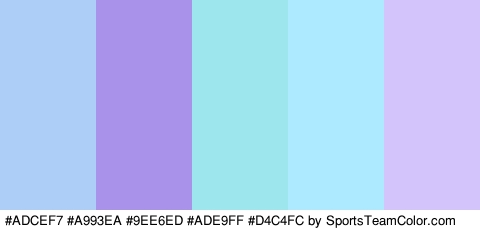 #ADCEF7 #A993EA #9EE6ED #ADE9FF #D4C4FC Colors