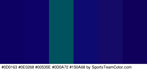 #0D0163 #0E0268 #00535E #0D0A72 #150A68 #11005B Colors