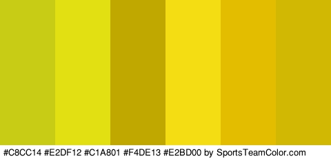 #C8CC14 #E2DF12 #C1A801 #F4DE13 #E2BD00 #D1B802 Colors