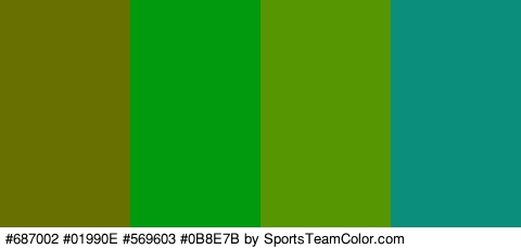 #687002 #01990E #569603 #0B8E7B Colors